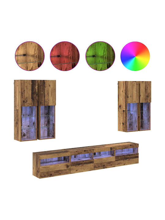Living Room TV Unit with Lighting Old Wood L100xW30xH40cm
