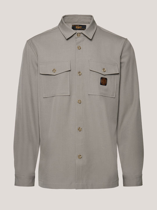 Μακρυμάνικo Overshirt σε Κανονική Γραμμή Taupe