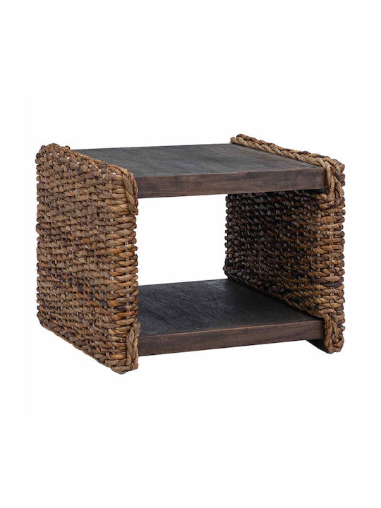 Rectangular Side Table Made of Solid Wood Natural M44.5xL45xH45cm