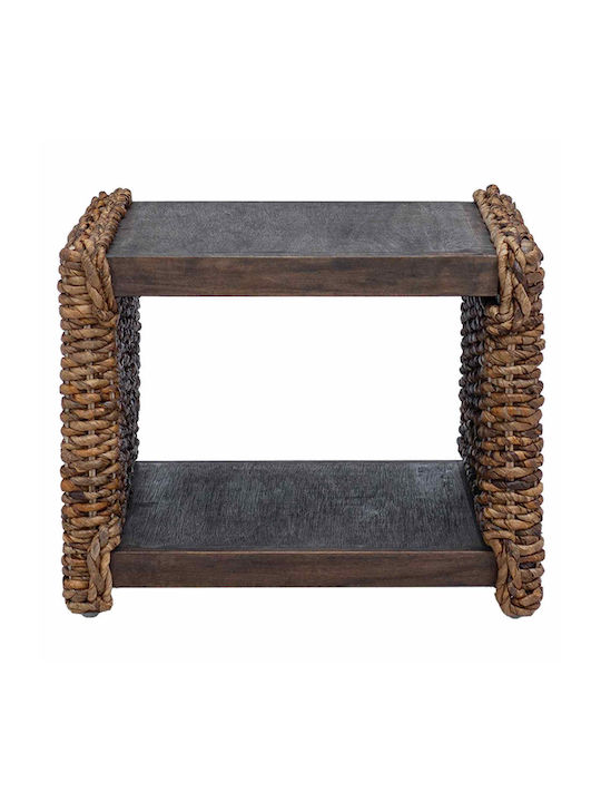 Rectangular Side Table Made of Solid Wood Natural M44.5xL45xH45cm