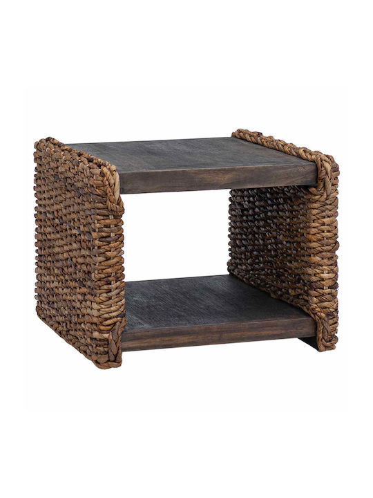 Rectangular Side Table Made of Solid Wood Natural M44.5xL45xH45cm