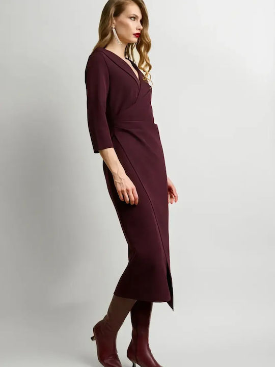 Midi Abendkleid Wickel Burgundy