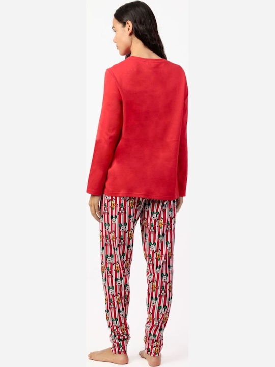 Disney Set Pijamale pentru Femei Red Happy Christmas