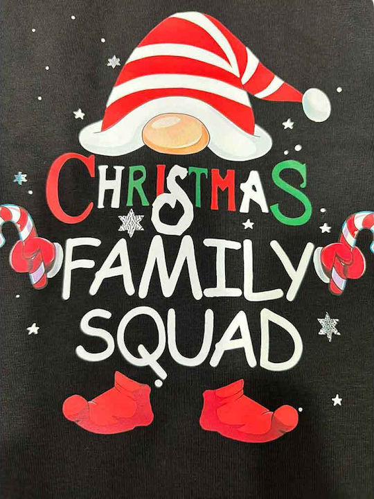 Happy Family Χειμερινό Γυναικείο Σετ Πιτζάμας Βαμβακερό Μαύρο Και Κόκκινο