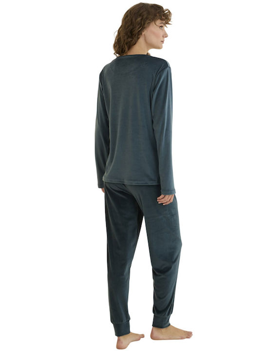 Mihra Winter Women's Pyjama Set Petrol