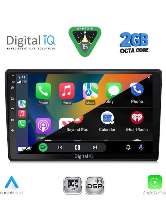 Digital IQ Автомобилна Аудио Система (Блутут/USB/WiFi/GPS/Apple-Carplay/Android-Auto) с Тъчскрийн 9"