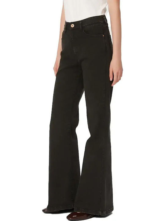 Women's Jean Trousers Flared Mid Rise Black