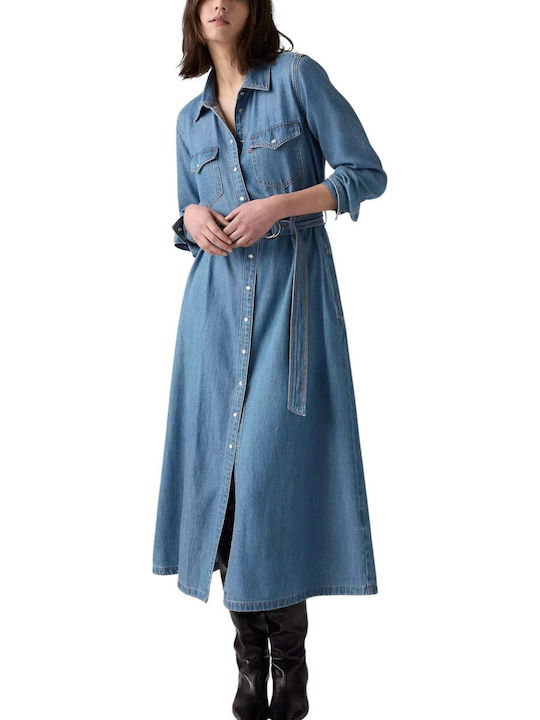 Midi Σεμιζιέ Φόρεμα Τζιν Medium Indigo