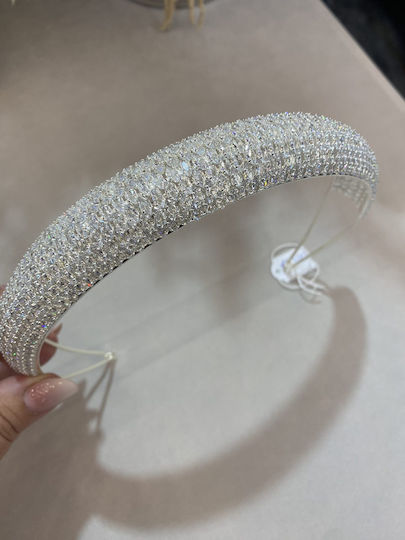 «Effortless» Stylish Headpiece Unique Design Fully Decorated With Brilliant Zircons