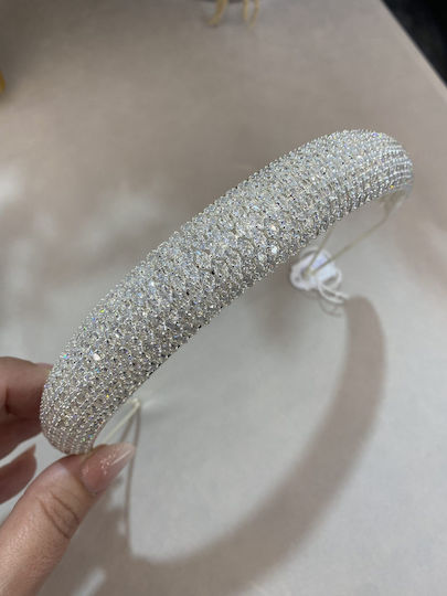 «Effortless» Stylish Headpiece Unique Design Fully Decorated With Brilliant Zircons