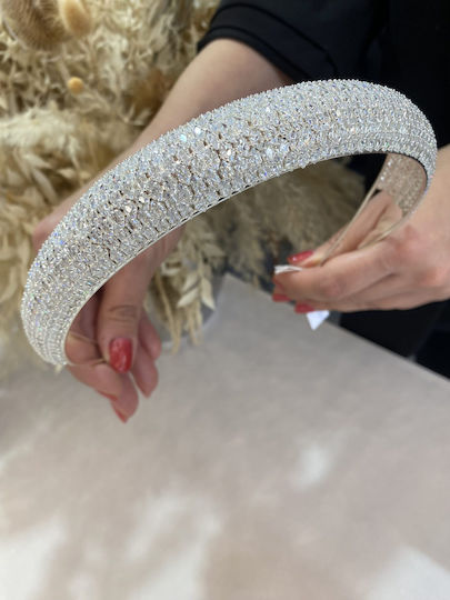 «Effortless» Stylish Headpiece Unique Design Fully Decorated With Brilliant Zircons
