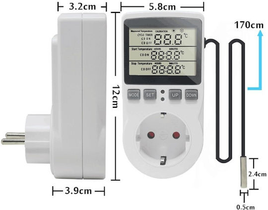 3M Techstar Kt3100 Ψηφιακός Χρονοδιακόπτης Πρίζας με Δυνατότητα Αντίστροφης Μέτρησης