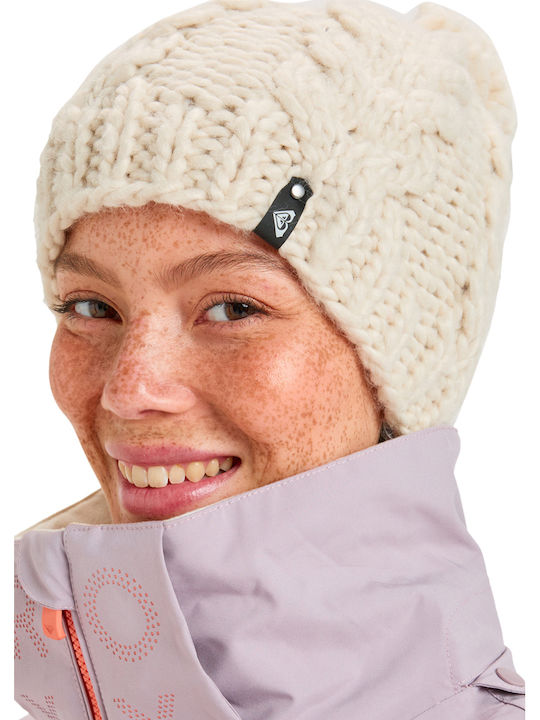 Beanie Γυναικείος Σκούφος Πλεκτός σε Λευκό χρώμα