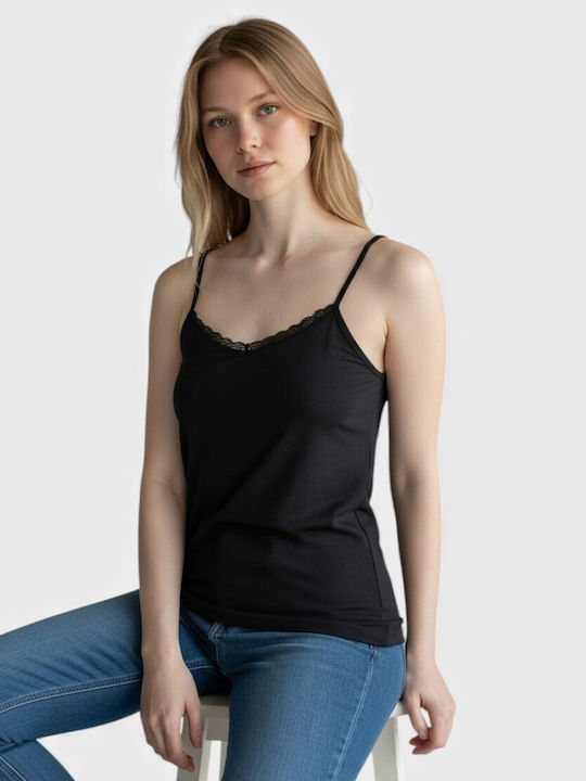 Women's T-Shirt with Spaghetti Strap Black
