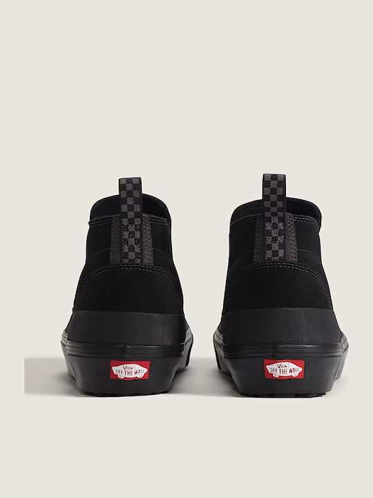 Midslip Γυναικεία Slip-On Δερμάτινα Μαύρα
