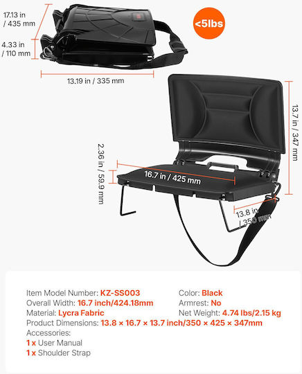 Vevor Seat Beach Black 35x42.5x34.7cm