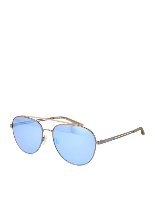 Converse Men's Sunglasses with Silver Metal Frame and Light Blue Lens CV100S