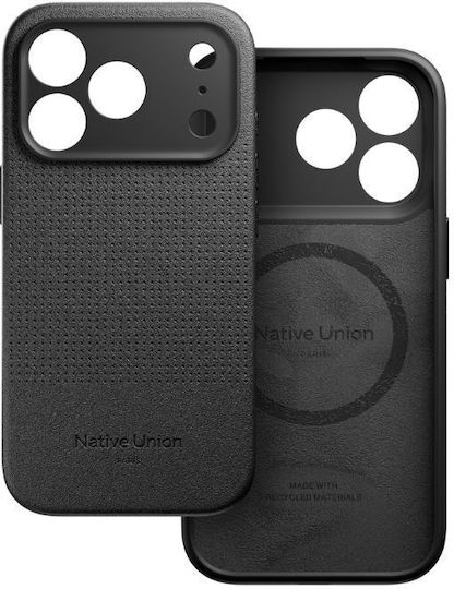 Native Union 360 Full Cover Σιλικόνης / Δερμάτινο Μαύρο (iPhone 17 Pro)