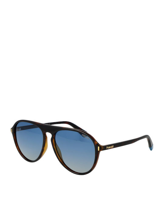 Polaroid Unisex Sunglasses with Brown Tartaruga Plastic Frame and Blue Gradient Lens PLD6225/S 086/Z7