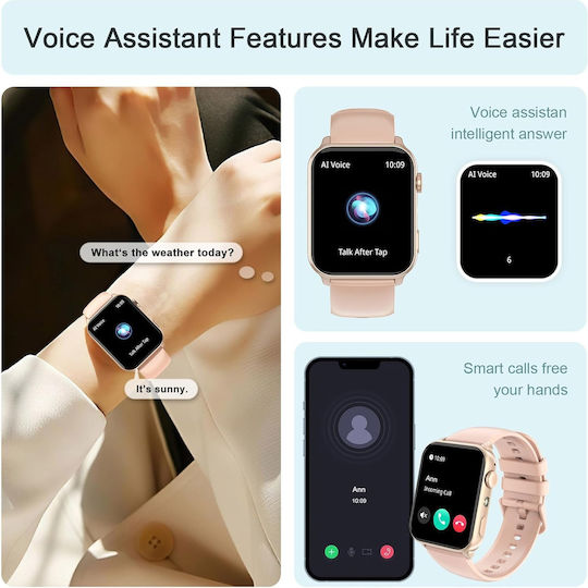 IOWODO R30 Pro Smartwatch με Παλμογράφο (Ροζ)
