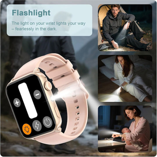 IOWODO R30 Pro Smartwatch με Παλμογράφο (Ροζ)