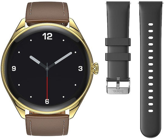 Hoco Y22 Call Version Smartwatch με Παλμογράφο (Χρυσό)