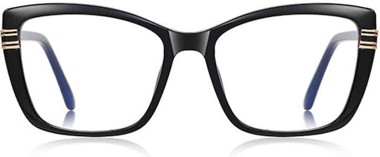 Techsuit Anti-Blue Light Glasses Reflex PC 2273 Women Oversized TR90 & Metal Frame AC Lens Black