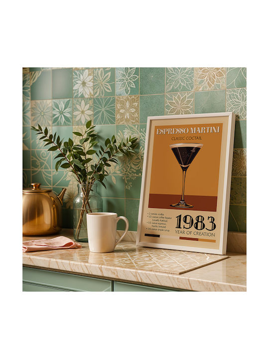 Poster Vintage Espresso Martini Classic Cocktail Pst25373 50cm X 70cm Black Wooden Frame