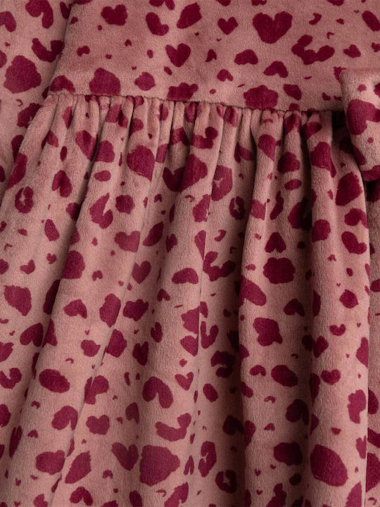 Kinderkleid Langärmelig Samt Rosa