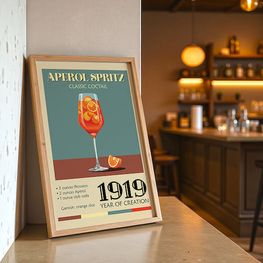 Vintage Poster Aperol Spritz Klassischer Cocktail Pst25374 21cm x 30cm Weißer Kunststoffrahmen