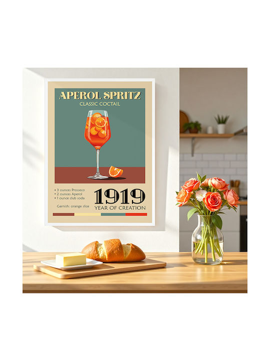 Poster Vintage Aperol Spritz Classic Cocktail Pst25374 50cm X 70cm Frame Dark Natural Wood Brown