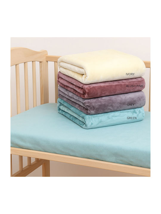 Anna Riska Blanket Cot Velvet Green 110x140cm