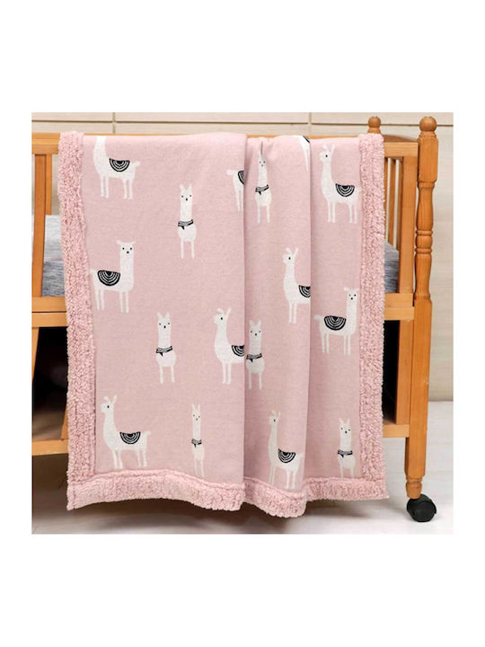 Liolios Home Blanket Cot Lama Pink 100x120cm