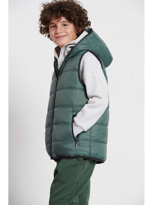 Kids' Sports Jacket Sleeveless with Hood Green