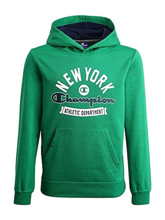 Fleece Kids Sweatshirt with Hood and Pockets Green Hooded Sweatshirt