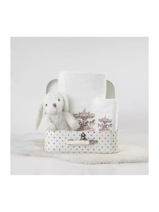 Borea Set of baby towels 2pcs White-pink 30 cmx50cm