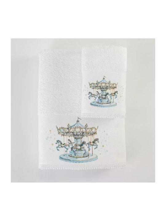 Borea Set of baby towels 2pcs White-sky blue 30 cmx50cm