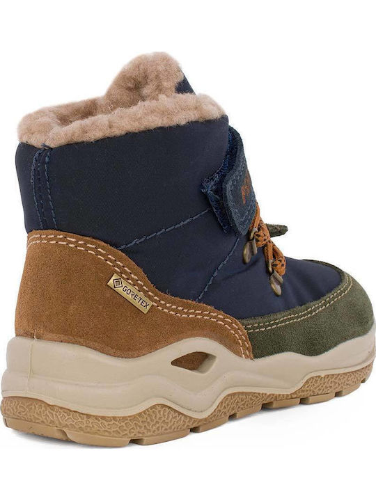 Anatomic Leather Kids Boots Barefoot with Hoop & Loop Closure Blue
