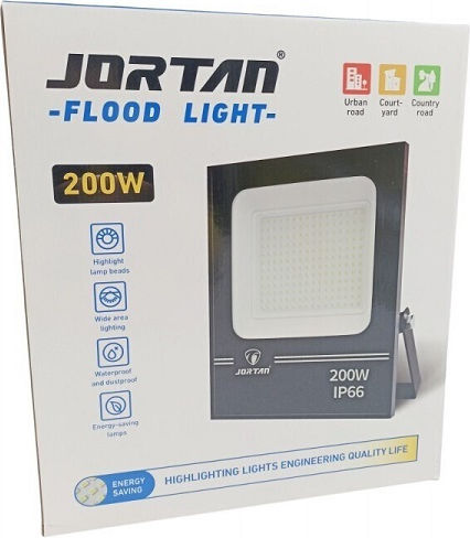 Jortan Στεγανός Προβολέας LED 200W Ψυχρό Λευκό 6500K IP66