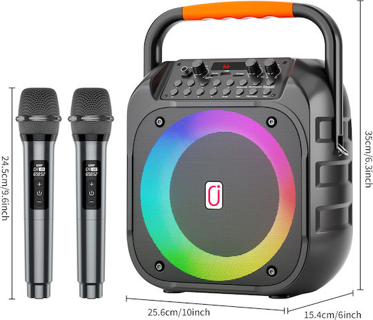 JYX Karaoke Speaker with Wireless Microphones and Lighting Effects JYX-T26-T Black