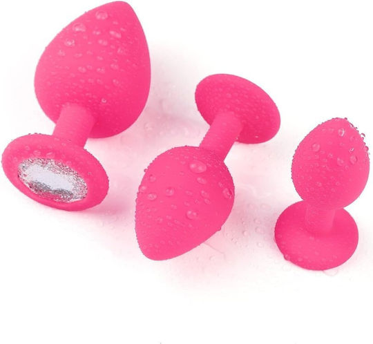 Smd Analyzer Triple Silicone Edition Anal Plug Set 3 S M L Pink Silver Diamond