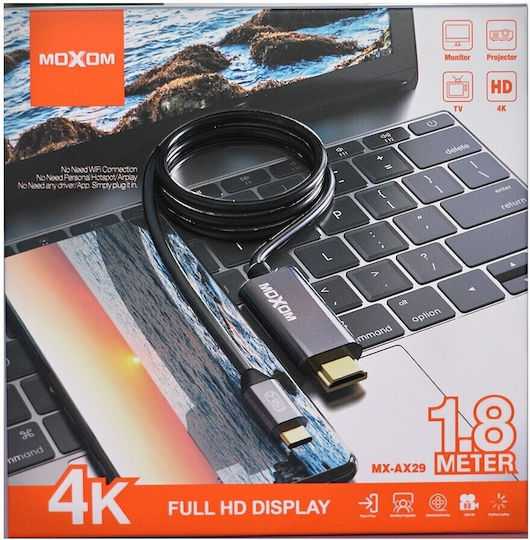 Moxom MX-AX29 Cable HDMI male - USB-C male 1.8m Γκρι