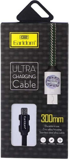 Earldom Regular USB 2.0 to micro USB Cable Μαύρο 0,3m (EC-013M)