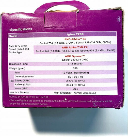 GlacialTech Ψύκτρα Επεξεργαστή για Socket 754/939/940