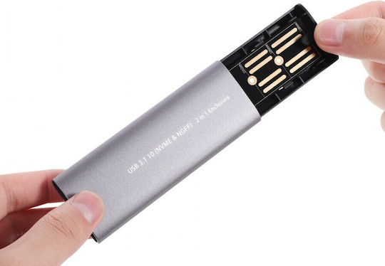 Carcasă pentru unitate de hard disk M.2 PCI Express / SATA III NVME cu conexiune USB 3.1 în culoarea Gri