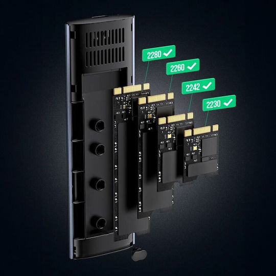 Carcasă pentru unitate de hard disk M.2 PCI Express / SATA III NVME cu conexiune USB 3.1 în culoarea Gri