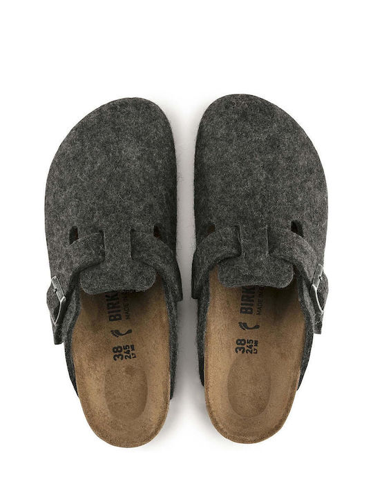 Boston Closed Woolen Women's Slippers Gray Narrow Fit