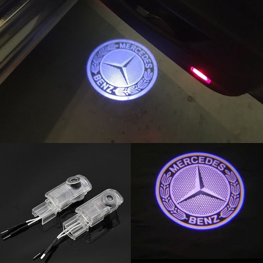 Set 2 Embleme Logo Iluminare Pentru Ușa Mașinii Dedicat Brandului Mercedes