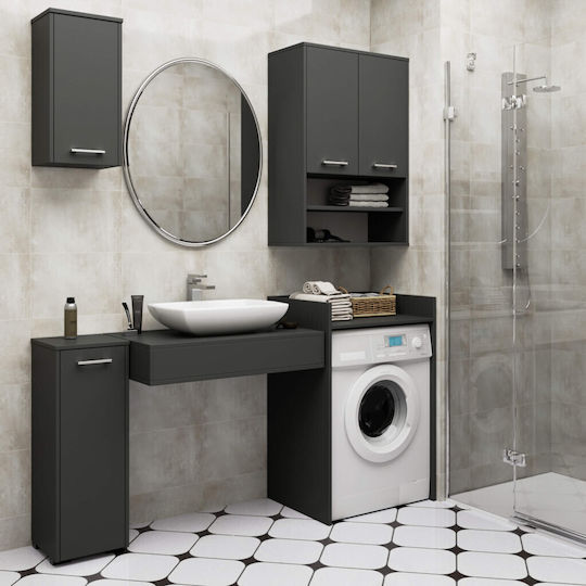 Akord Furniture Factory Επιδαπέδια Ραφιέρα Μπάνιου Ξύλινη 64x50x98cm Γκρι