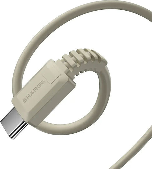 Sharge Retro Редовна USB 2.0 Кабел USB-C мъжки - USB-C мъжки 100W Бежов (SJX-SJ-CC-1.2-FG-MI)